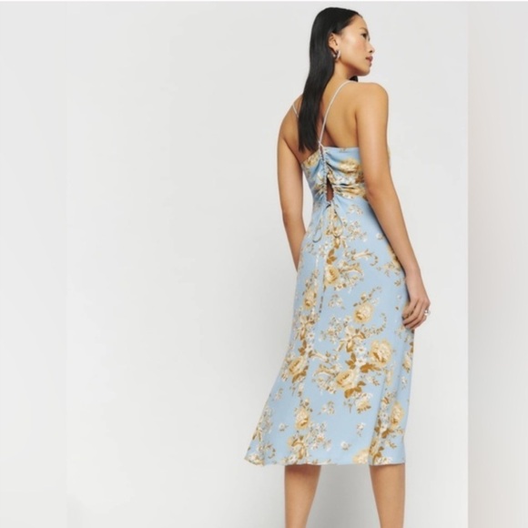 Reformation Dover Midi Slip Dress Heavenly Blue Floral - Picture 4 of 15